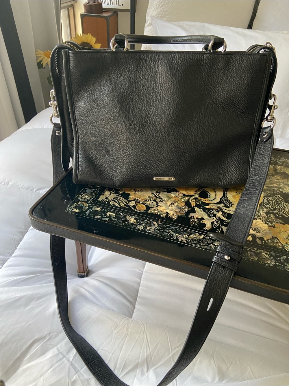 Rebecca Minkoff black shoulder pebbled Leather bag 13x8